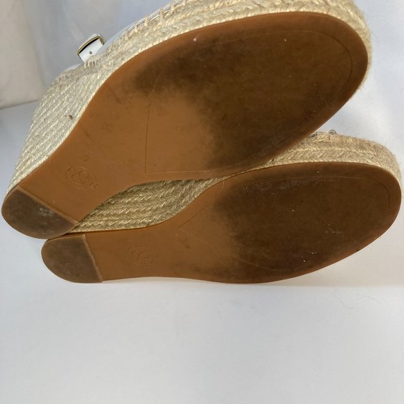 Treasure & Bond Wedge Espadrilles Size 8.5 White Leather with Silver Buckles. - Picture 7 of 7